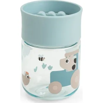 dětská jídelní sada DONE BY DEER netekoucí učící hrneček 360° Tiny farm - modrý