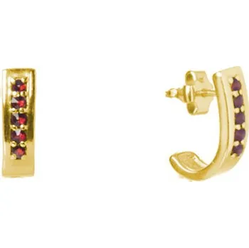 Náušnice Stříbrné náušnice s českým granátem, zlacené - linka Zapínání: balónek