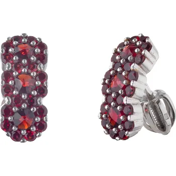 Náušnice Stříbrné náušnice s českým granátem, rhodiované - květina Zapínání: balónek