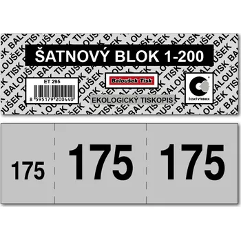 Tiskopis Šatnové bloky 1-200 čísel - černá