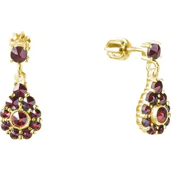 Náušnice Stříbrné náušnice s českým granátem, zlacené - kapka Zapínání: puzeta