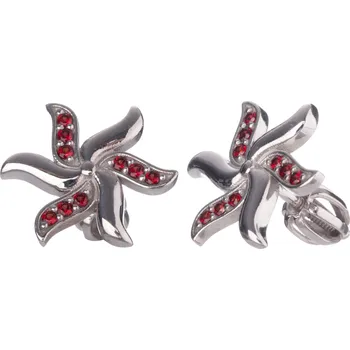 Náušnice Stříbrné náušnice s českým granátem, rhodiované - hvězda Zapínání: puzeta