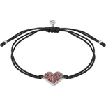 Shamballa EXPO 2025, stříbrný náramek s českým granátem, rhodiovaný - srdce