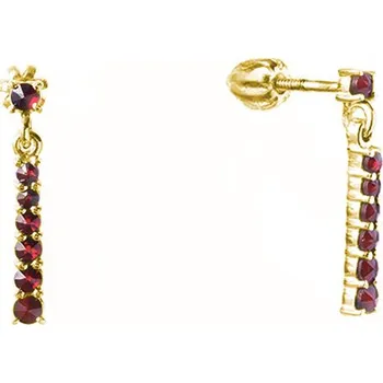 Náušnice Stříbrné náušnice s českým granátem, zlacené - linka Zapínání: puzeta