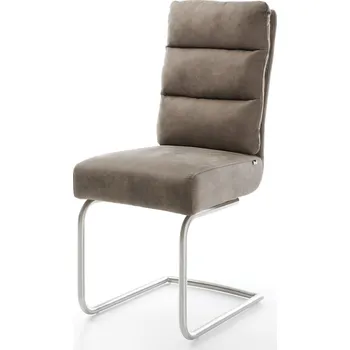 Jídelní židle DELIFE Jídelní židle Pela-Flex mikrovlákno taupe vintage jídelní židle kulatá nerezová ocel taštičkové pružiny