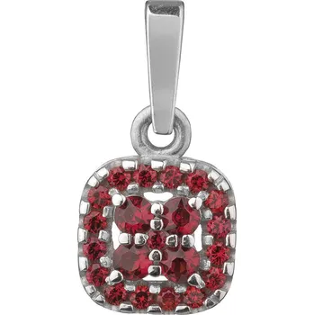 Přívěsek Stříbrný přívěsek s českým granátem, rhodiovaný - čtverec