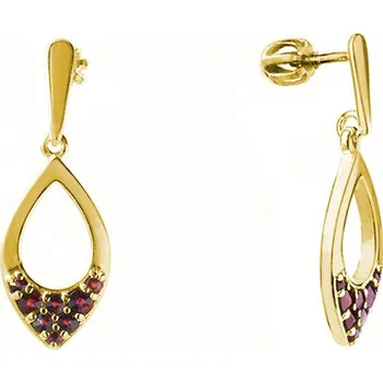 Náušnice Stříbrné náušnice s českým granátem, zlacené - kapka Zapínání: puzeta