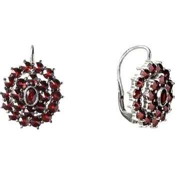 Náušnice Stříbrné náušnice s českým granátem, rhodiované - ovál Zapínání: klapka