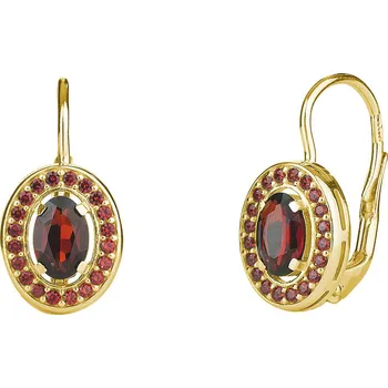 Náušnice Stříbrné náušnice s českým granátem, zlacené - ovál Zapínání: klapka