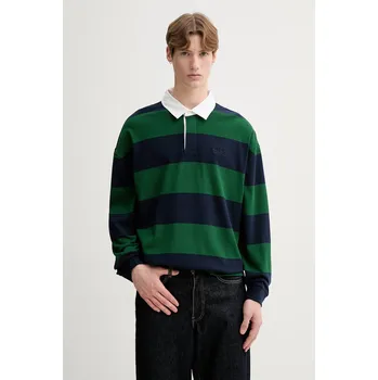 Pánské tričko Bavlněné tričko s dlouhým rukávem Levi's HUDSON BOXY RUGBY 005FO zelená 77X, vel. M