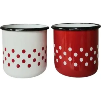 Sada nádobí Červený a bílý hrníček rovný 0,4 s puntíky