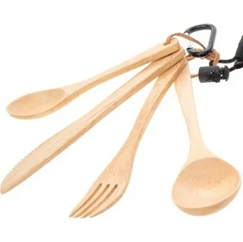 Kempingové nádobí Dřevěné kempingové příbory v obalu