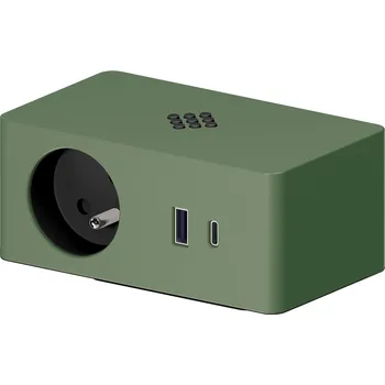 Elektrická zásuvka ASA 06037E00078 VERSAQ Stolní zásuvková jednotka, 1x zásuvka, 1x nabíječka USB A+C, kabel 0,5 m s GST, zelená