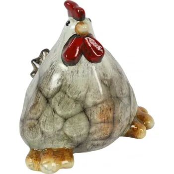 Velikonoční dekorace Keramická slepice Tim M – šedohnědá 14 cm