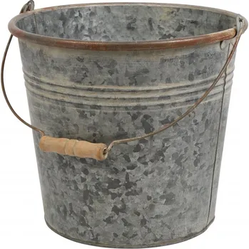 Květináč Kovový kbelík Lena L, zinek – 28,5 × 28,5 × 25,5 cm