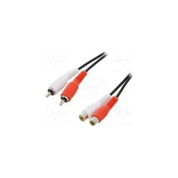 Audio kabel Kabel RCA zásuvka x2,RCA vidlice x2 5m černá