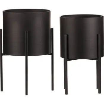 Stojan na květiny Kovové stojany na květiny set 2 ks, černý mat, minimalistický design Barva: černá