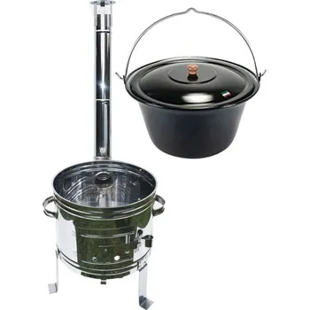 kotlíky Kotlíkový set Párty, nerezová kotlina 42 cm a smaltovaný kotlík 22 L