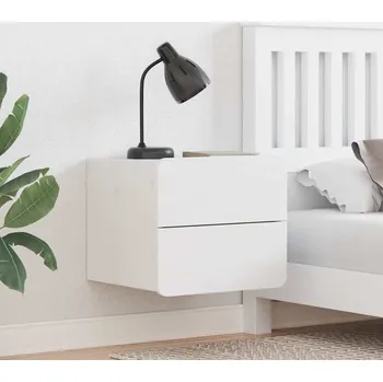 Noční stolek vidaXL Noční stolek 2 pcs Bílá 39 x 34 x 33 cm Masivní borové dřevo [873508]