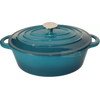 Pánev Litinový pekáč s poklicí smaltovaný tyrtkysový ovál 4,2 L