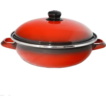 Pánev Wok smaltovaná pánev s poklicí Ema-Lion Elit koral 3,5 L