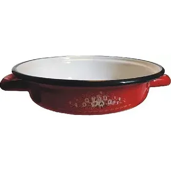 pekáč Pánev smalt 18 cm červená s květy