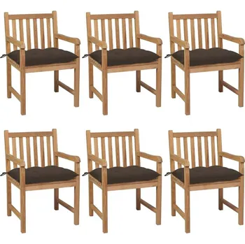 OMAXI Zahradní židle 6 ks taupe podušky masivní teak 448236