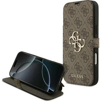 Pouzdro na mobilní telefon Guess - Book 4G Metal Logo (GUBKP17L4GMGBR) - iPhone 17 Pro - hnědá