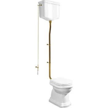 Klozet Sapho RETRO KERASAN RETRO WC mísa s nádržkou, spodní odpad, bílá-bronz WCSET17-RETRO-SO