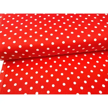 Mirtex Plátno DOMESTIK 145/13069-11 Červený poklad Puntíky 10mm šíře 150cm Ceník: METRÁŽ: od 1 metrů