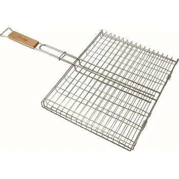 Grilovací rošt Grilovací mřížka obdélníková svěrací s krátkou rukojetí