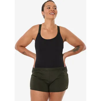 Dámské plavky DECATHLON Dámské jednodílné nohavičkové plavky na aquagym Sofi XL-2XL ZELENÁ|ČERNÁ