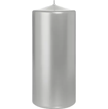 Svíčka Textilomanie Sloupová Svíčka 15 Cm Stříbrná