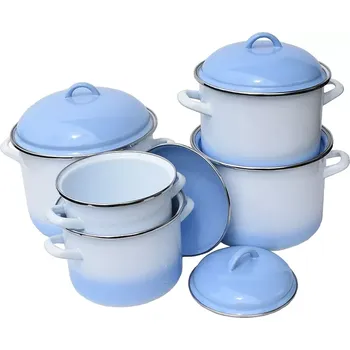 Hrnec Sada smaltovaných hrnců s poklicemi Ema-Lion Alice modrý stín pětidílná
