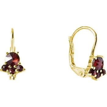 Náušnice Stříbrné náušnice s českým granátem, zlacené Zapínání: balónek