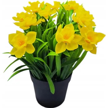 umělá květina Umělé narcisy 12 ks žluté v květináči, výška 23 cm