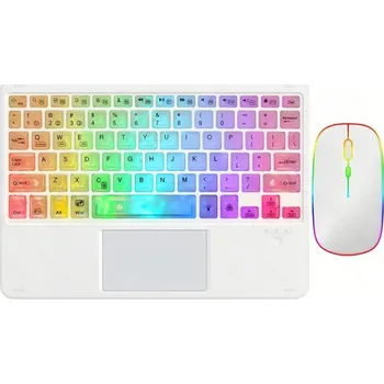 Sada bezdrátové podsvícené klávesnice s touchpadem a bezdrátové myši - bílá