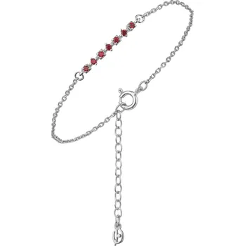 Náramek Stříbrný náramek s českým granátem, rhodiovaný - linka