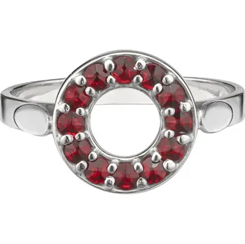 Prsten Stříbrný prsten s českým granátem, rhodiovaný - kruh Velikost: 52