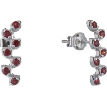Náušnice Stříbrné náušnice s českým granátem, rhodiované - lístek Zapínání: puzeta