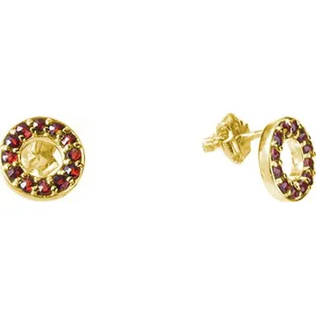 Náušnice Stříbrné náušnice s českým granátem, zlacené - kruh Zapínání: balónek