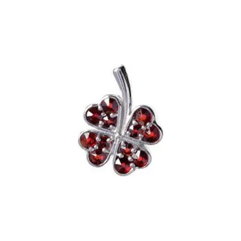 Přívěsek Stříbrný přívěsek s českým granátem, rhodiovaný - čtyřlístek
