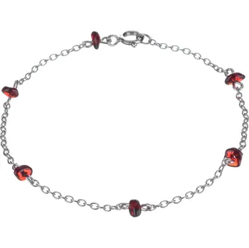 Náramek Stříbrný náramek s českým granátem, rhodiovaný