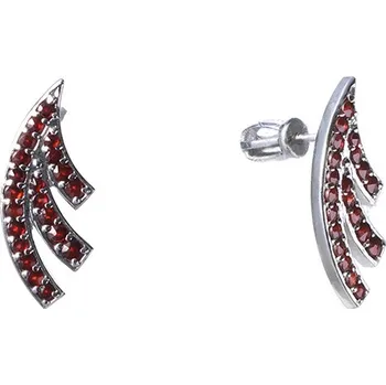 Náušnice Stříbrné náušnice s českým granátem, rhodiované Zapínání: balónek