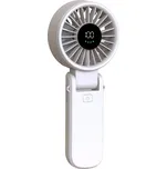 Techsuit - Prémiový mini ruční ventilátor (A10) - s digitálním LED displejem, dobíjení přes USB-C, 100 rychlostí větru, 5400 ot/min - bílý