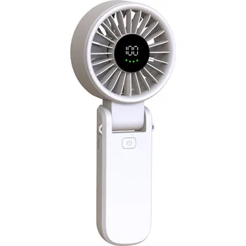 Domácí ventilátor Techsuit - Prémiový mini ruční ventilátor (A10) - s digitálním LED displejem, dobíjení přes USB-C, 100 rychlostí větru, 5400 ot/min - bílý
