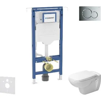 WC sada Geberit Duofix - Set předstěnové instalace, klozetu a sedátka Duravit D-Code, tlačítka Sigma01, Rimless, SoftClose, lesklý chrom SANI11CP1100