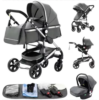 Kočárek Dětský kočárek 3v1 Top Kids černý, lehký, s korbičkou a autosedačkou