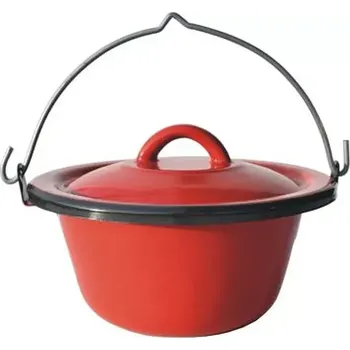 Outdoor vaření Kotlík červený servírovací s červenou poklicí 0,8 l