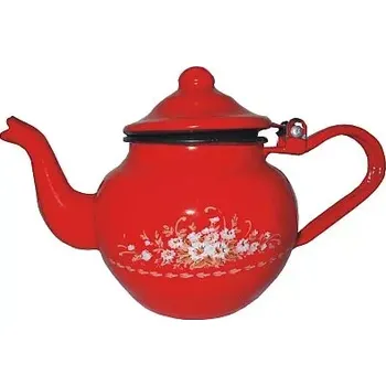 Konvička na mléko Čajník buclák 1,25 L červený s květy